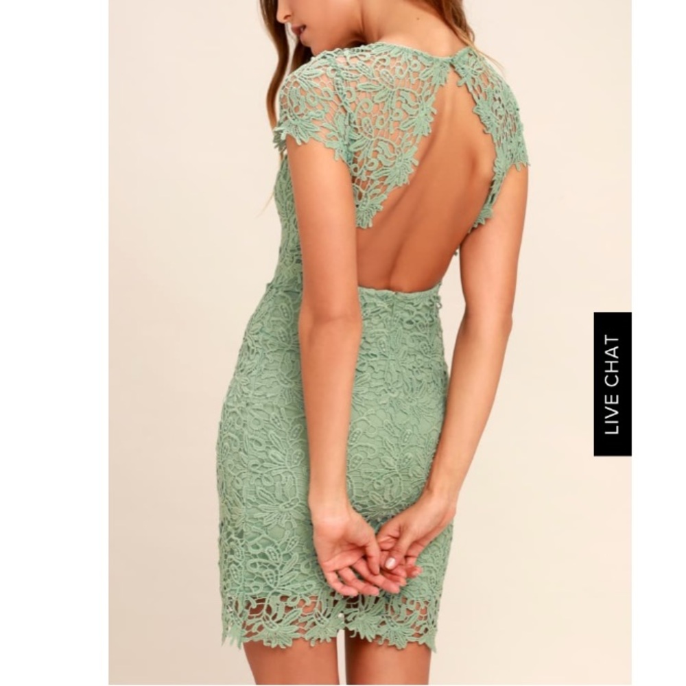 Hidden Talent Backless Sage Green Lace Dress